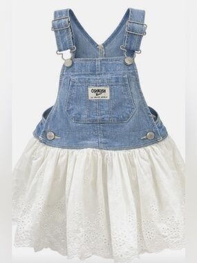 OshKosh B'gosh Denim and White Eyelet Jumper Dress